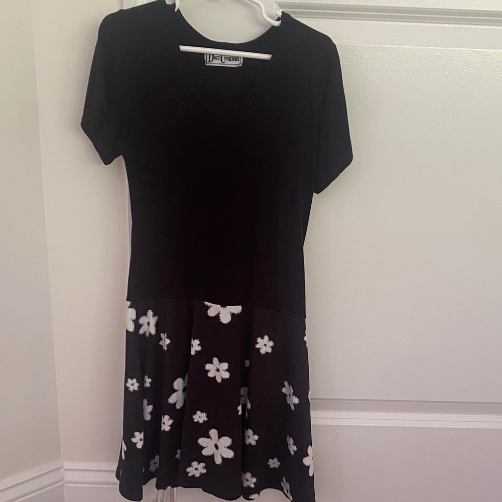 Black and White Floral Cotton Dress
